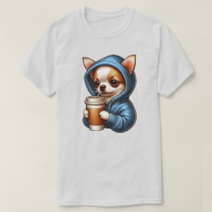 Entzückender Chihuahua trinkt Kaffee aus Tasse T-Shirt