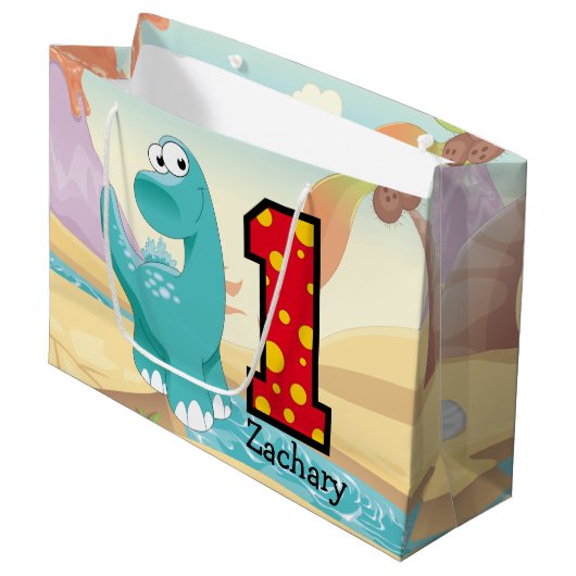 Entzückender Dinosaurier-1. Große Geschenktüte (Vorderseite Schrägansicht)