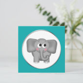Entzückender Elefant - aquamarine Einladung (Stehend Vorderseite)