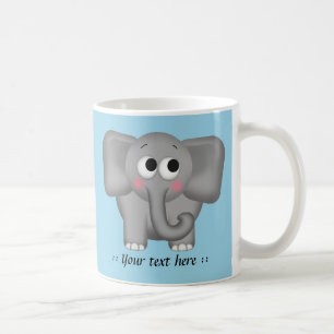 Entzückender Elefant - blaue personalisierte Tass Kaffeetasse