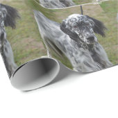 Entzückender englischer Schwarzweiss-Setzer Geschenkpapier (Rolleneckpunkt)