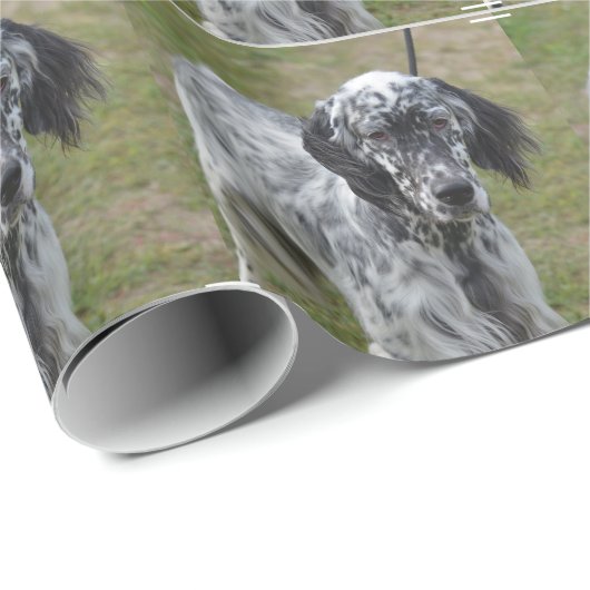 Entzückender englischer Schwarzweiss-Setzer Geschenkpapier (Rolleneckpunkt)