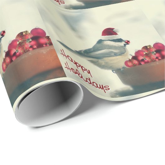 Entzückender FeiertagChickadee Geschenkpapier (Rolleneckpunkt)