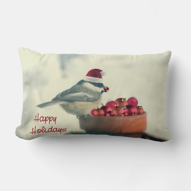 Entzückender FeiertagChickadee Lendenkissen (Vorderseite)