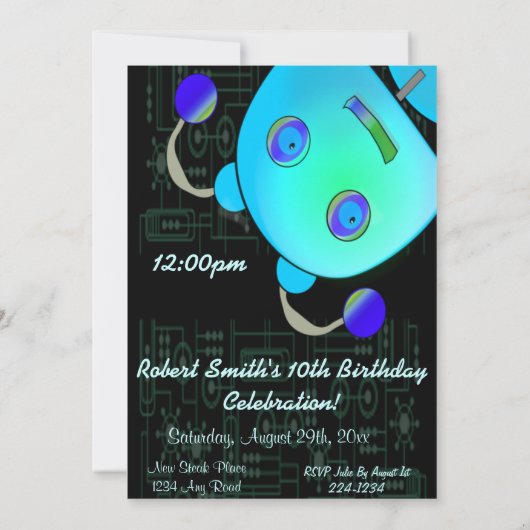 Entzückender flüchtiger Blick ein Boo-blauen Einladung (Rückseite)