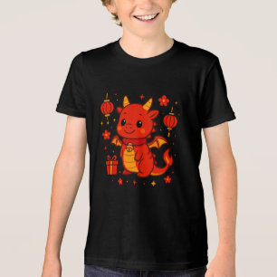 Entzückender Glücksdrache – Kawaii-Prosperitätslat Tri-Blend Shirt