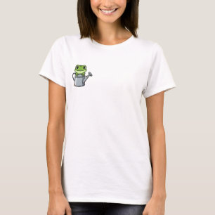Entzückender grüner Frosch sitzt in einer rustikal T-Shirt