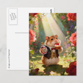 Entzückender Hamster isst Erdbeertörtchen Postkarte (Vorne/Hinten)
