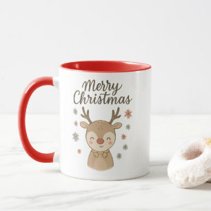 Entzückender handgezeichneter Rudolph-Weihnachten Tasse