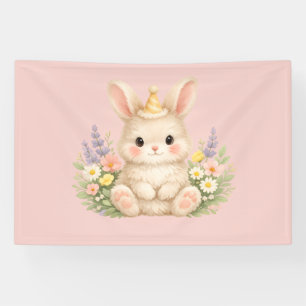 Entzückender Hase mit Wildblumen für eine Launisch Banner