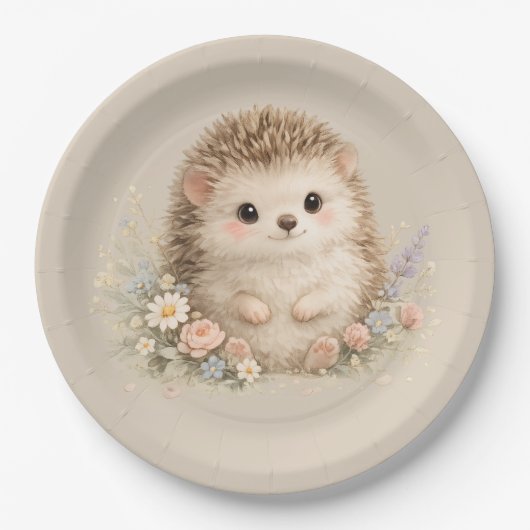 Entzückender Igel Europäischer Garten Pappteller (Vorderseite)