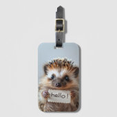 Entzückender Igel mit "Hallo!"-Schild Gepäckanhänger (Vorderseite Vertikal)