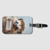 Entzückender Igel mit "Hallo!"-Schild Gepäckanhänger (Vorderseite (Horizontal))