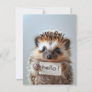Entzückender Igel mit "Hallo!"-Schild Postkarte