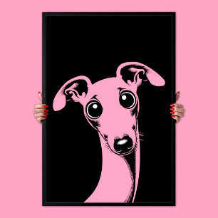 Entzückender Italienischer Windhund   Pink & Black Poster