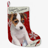 Entzückender Jack-Russell-Welpen-WeihnachtsStrumpf Kleiner Weihnachtsstrumpf (Vorderseite)