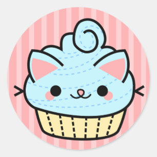 Entzückender Kawaii Kuchen-Aufkleber Runder Aufkleber