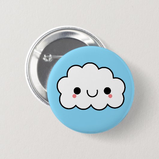 Entzückender Kawaii Wolken-Knopf Button (Vorne & Hinten)