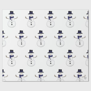 Entzückender klassischer Schneemann mit blauem Sch Geschenkpapier