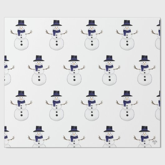 Entzückender klassischer Schneemann mit blauem Sch Geschenkpapier (Flach)