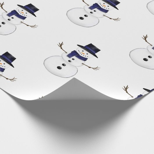 Entzückender klassischer Schneemann mit blauem Sch Geschenkpapier (Ecke)