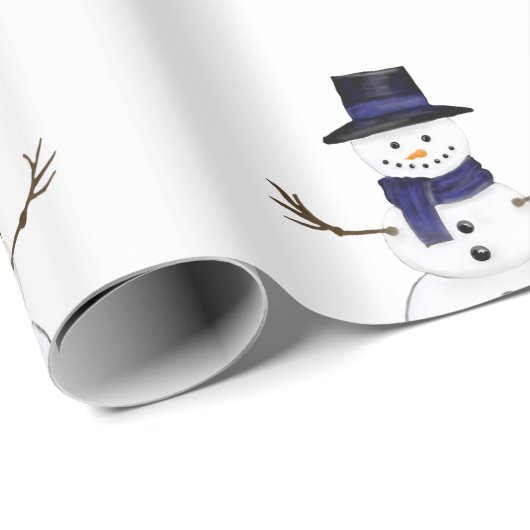Entzückender klassischer Schneemann mit blauem Sch Geschenkpapier (Rolleneckpunkt)
