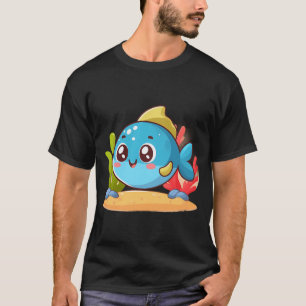 Entzückender Kleiner Blauer Fisch T-Shirt