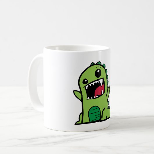 Entzückender kleiner grüner Dinosaurier Kaffeetasse (Vorderseite Links)
