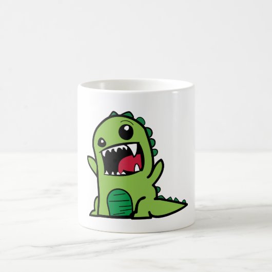 Entzückender kleiner grüner Dinosaurier Kaffeetasse (Mittel)