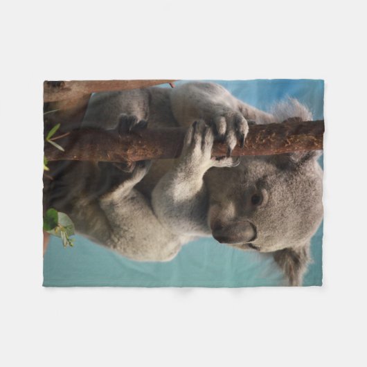 Entzückender Koala, der auf Baum-Fleece-Decke hält Fleecedecke (Vorderseite (Horizontal))