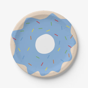 Entzückender Krapfen (blau) Pappteller