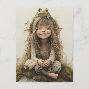 Entzückender lächelnder glücklicher Feenfrosch Postkarte