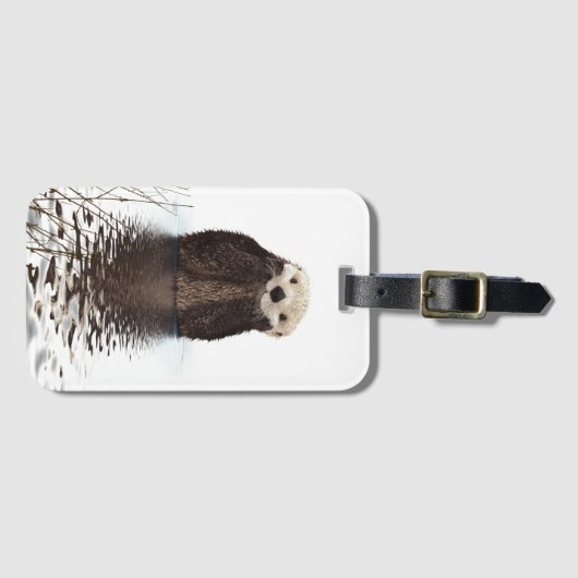 Entzückender lächelnder Otter im See Gepäckanhänger (Vorderseite (Horizontal))