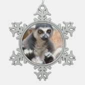 Entzückender Lemur Schneeflocken Zinn-Ornament (Vorderseite)