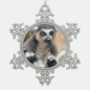 Entzückender Lemur Schneeflocken Zinn-Ornament
