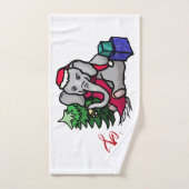 Entzückender Monogramm-Weihnachtssankt-Elefant Handtuch (Handtuch)