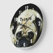 Entzückender Mops Große Wanduhr (Winkel)