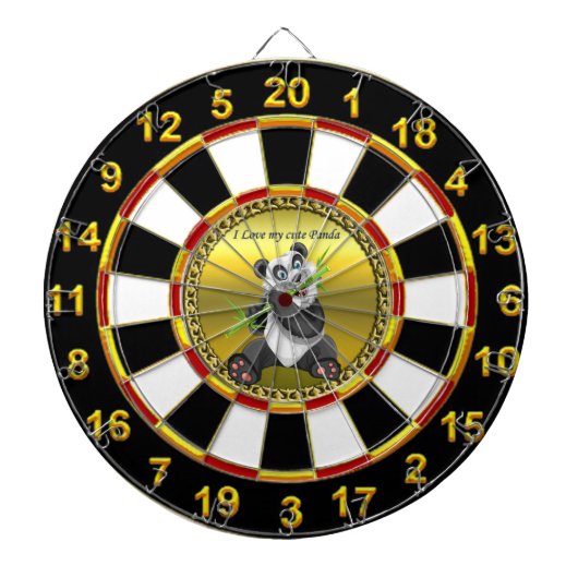 Entzückender niedlicher Pandabär, der Dartscheibe (vorne)