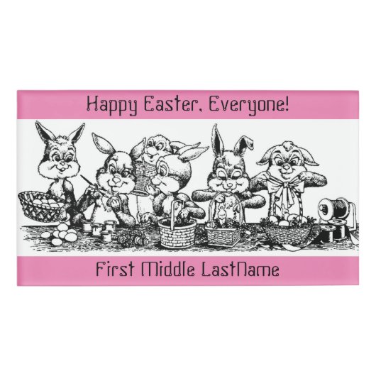 Entzückender Osterhasen-großer Namenschild (Vorderseite)