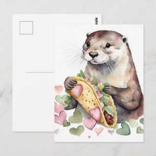 Entzückender Otter mit Taco Postkarte