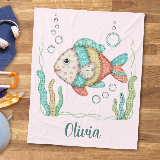Entzückender Patchwork-Fisch Fleecedecke