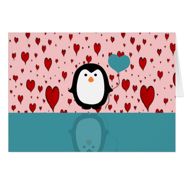 Entzückender Pinguin mit Herz-Ballon (Vorderseite (Horizontal))