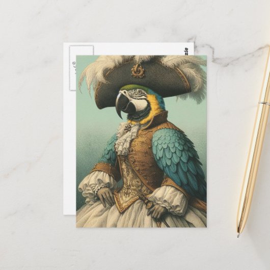 Entzückender Piratenvogel Postkarte (Vorderseite/Rückseite Beispiel)