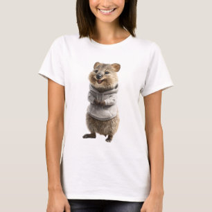Entzückender Quokka mit hellgrauem Hoodie T-Shirt