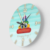 Entzückender Regenbogen kacken Emoji - seien Sie Große Wanduhr (Winkel)