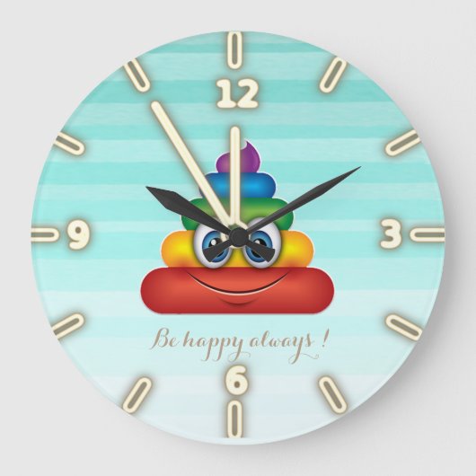 Entzückender Regenbogen kacken Emoji - seien Sie Große Wanduhr (Vorderseite)