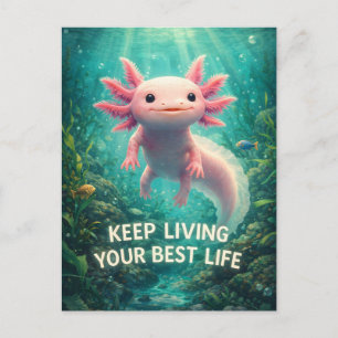 Entzückender Rosa Axolotl mit motivierendem "Beste Postkarte
