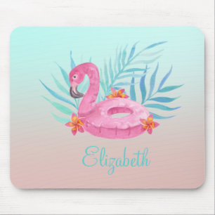 Entzückender Rosa Flamingo Palmwedel Glasuntersetz Mousepad