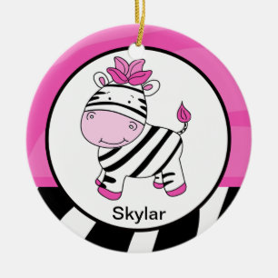 Entzückender rosa Zebra-Streifen kundengebundene Keramikornament