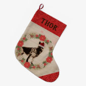 Entzückender Schäferhund in der Großer Weihnachtsstrumpf (Vorderansicht (hängend))